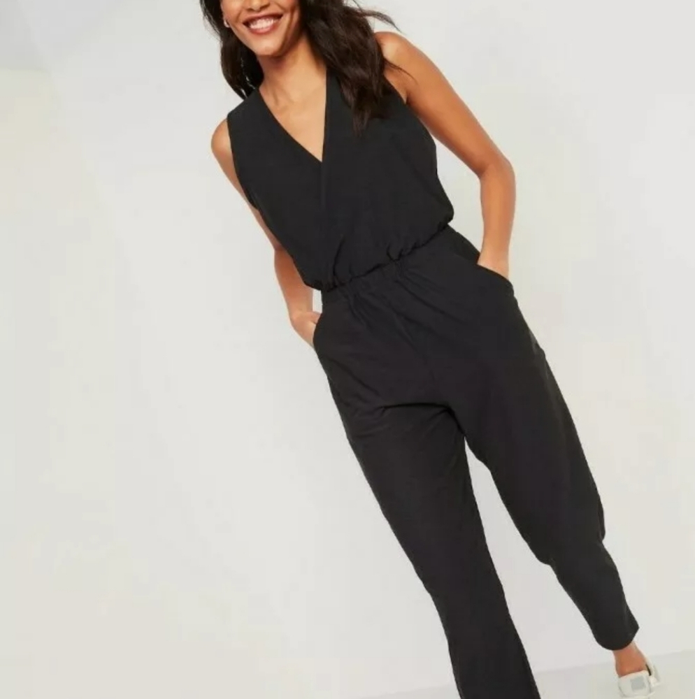 Socialite Black Jumpsuit Romper Small Vneck Surpli